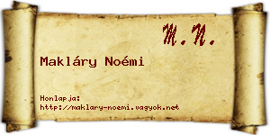 Makláry Noémi névjegykártya